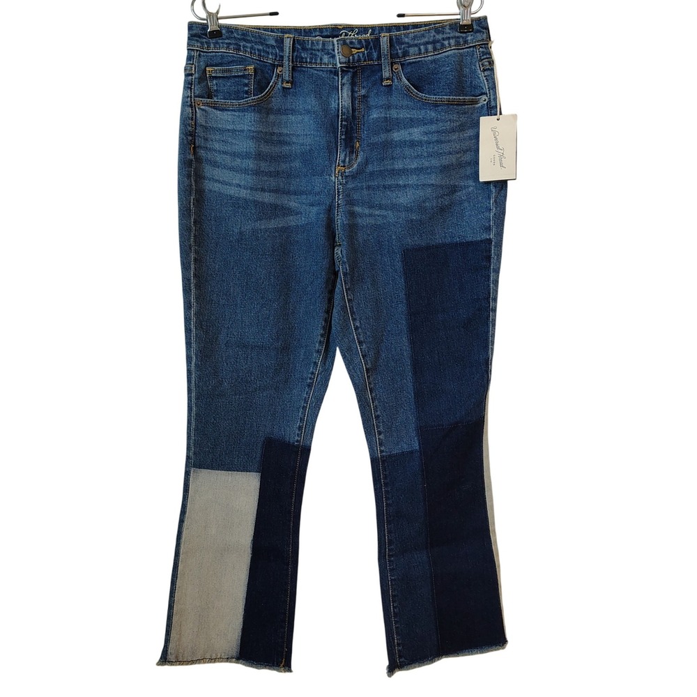 Universal Thread Womens Jeans 10/30R High Rise Kick Boot Crop Patchwork Denim
